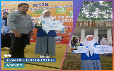 Agnez Alzakia Juara 1 Lomba Cipta Puisi dalam FLS3N Tingkat SMA Se-Kota Pangkalpinang 2025