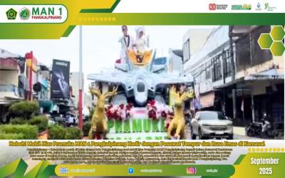 Heboh! Mobil Hias Pramuka MAN 1 Pangkalpinang Hadir dengan Pesawat Tempur dan Rusa Emas di Karnaval
