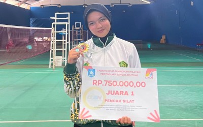 Varisha Adhylia Raih Juara 1 Tunggal Putri Pencak Silat O2SN 2026, Harumkan Nama MAN 1 Pangkalpinang